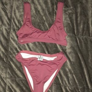 Maroon High waisted two piece swim suit